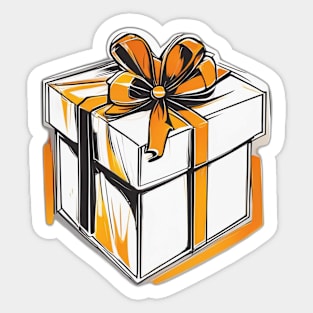 Vibrant Orange Bow Gift Box Design No. 1011 Sticker